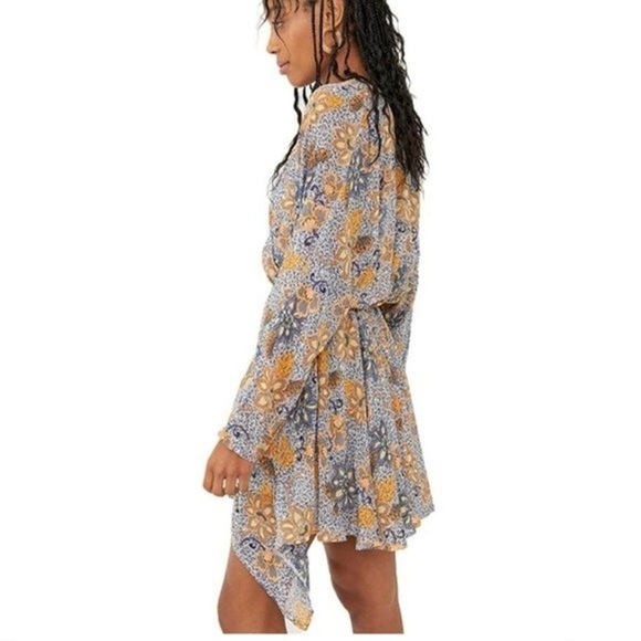 Free People Teagan Mini Dress Sky Combo NWT Size M $128 - Picture 2 of 6